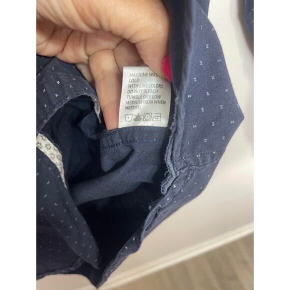 PD&C men's large button down casual shirt navy blue white cotton slim fit - Picture 9 of 16